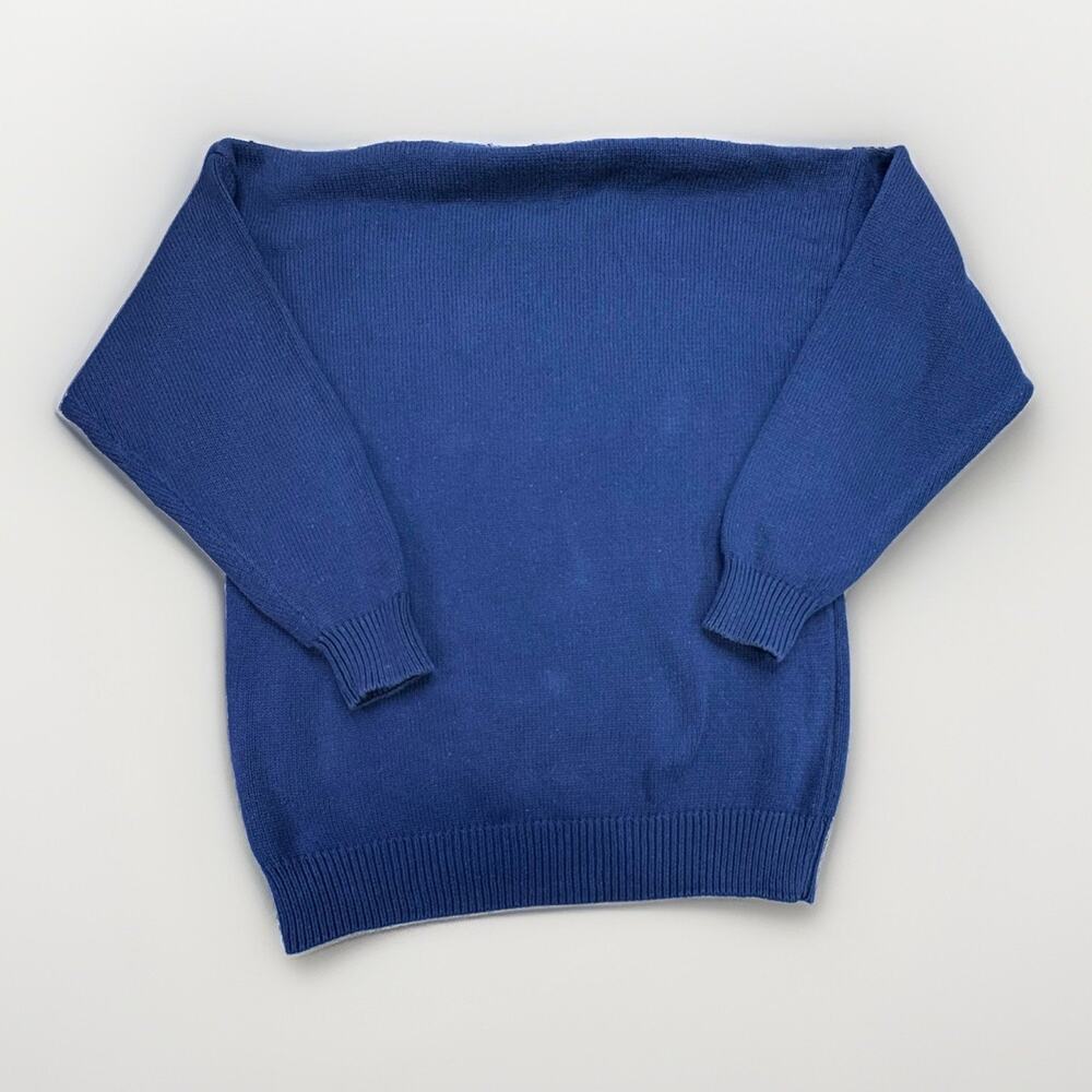 Vintage John Ashford Golf Sweater Mens Large Blue Argyle Embroidered Cotton Knit - Picture 2 of 7